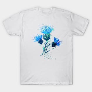 Scottish thistles in blue T-Shirt